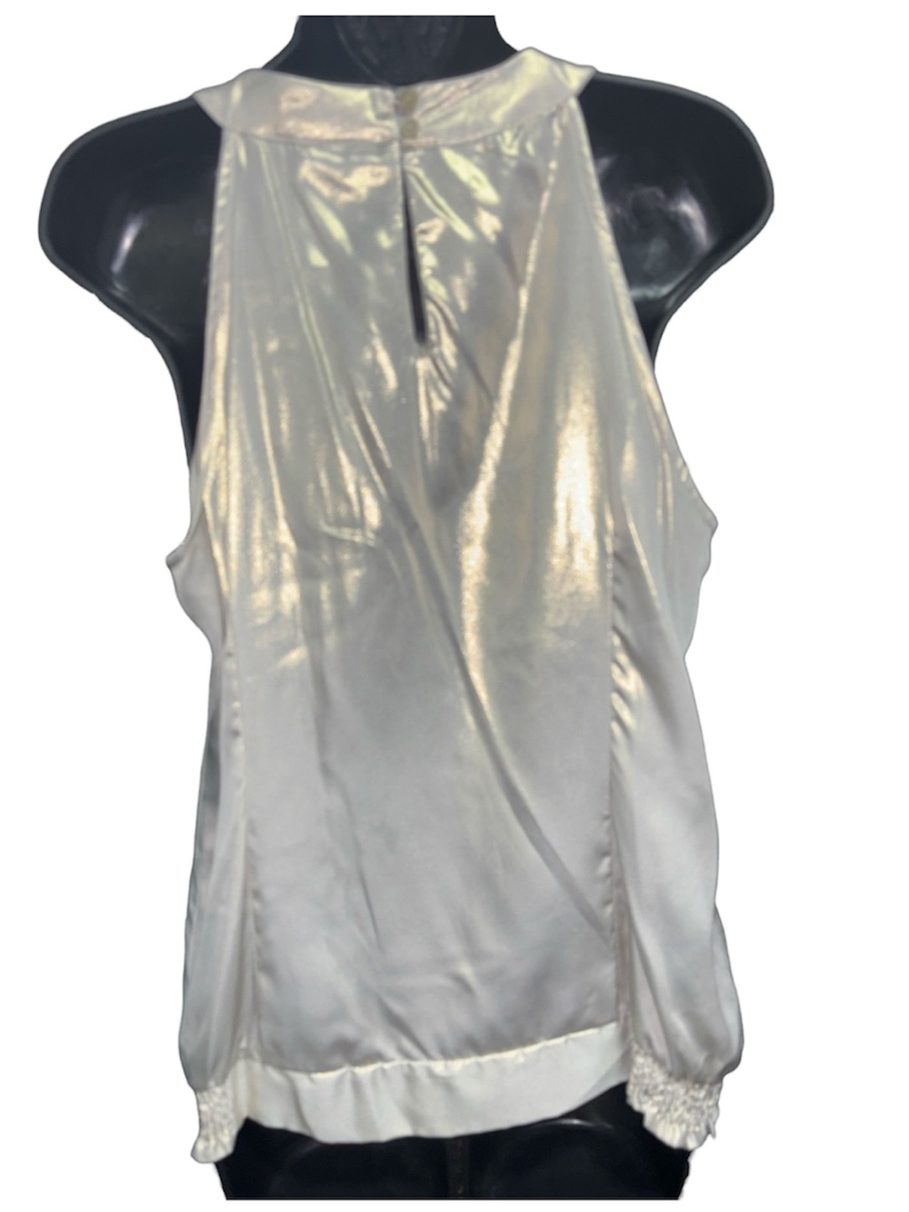 WORTHINGTON Beige Sheen Sleeveless Ruffle Halter Top - Picture 4 of 7